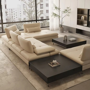 Escenario de Rochburg francés italiano antes y después de mover el poste Villa Apartamento grande Sofá de cuero profundo para sentarse ancho - Product Image 4