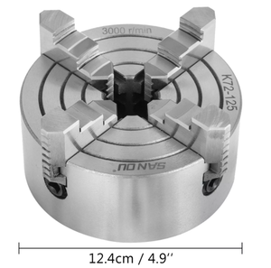 Mandril Independiente de 4 Mordazas de Acero de Calidad Superior K72-125 de 5 Pulgadas, Marca SANOU, para Fresadora y Torno - Product Image 1