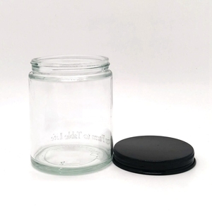 Offres Spéciales 4oz 8oz 16oz <span class=keywords><strong>bouton</strong></span> de corps de luxe transparent ambré pot de bougie en verre à face droite vide avec couvercles en métal en aluminium - Product Image 6