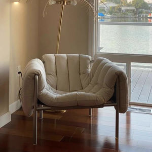 Sofá <span class=keywords><strong>de</strong></span> ocio individual <span class=keywords><strong>de</strong></span> estilo moderno nórdico, silla ligera <span class=keywords><strong>de</strong></span> diseño <span class=keywords><strong>de</strong></span> lujo, tela <span class=keywords><strong>de</strong></span> Metal, modelo hinchado para oficina en casa o uso en Hotel - Product Image 2