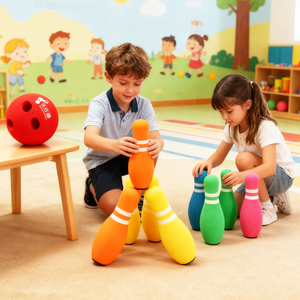 Ensemble de <span class=keywords><strong>bowling</strong></span> 6 pinces pour enfants, personnalisable et durable, de marque OEM, en <span class=keywords><strong>mousse</strong></span> du Guangdong, <span class=keywords><strong>jeu</strong></span> de <span class=keywords><strong>bowling</strong></span> complet pour enfants - Product Image 1