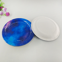Assiette jetable de qualité supérieure Star Blue Design en papier rond écologique pour les occasions de mariage et de camping