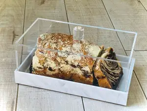 Custom Clear Marble Lucite Mini Marble Cake Display Acrylic Cake Tray