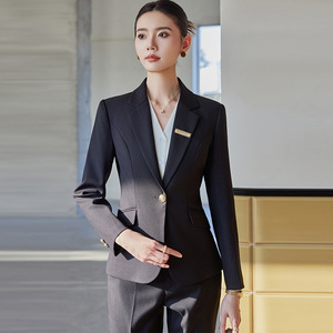 Professional Women's Suit Set Long Sleeve Polyester Anti-Wrinkle Formal Workwear Spring Autumn Office Wear - Product Image 4