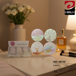 Cosmetic <b>Mirror</b> Compact Round With Pattern Design For Makeup Vanity Use - Product Image 3