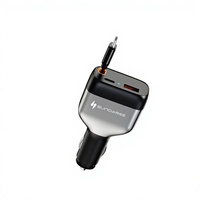 Chargeur de voiture rétractable SUNDA 84W 1A2C, résistant au feu, PD QC3.0, charge rapide, OCP, compatible avec les téléphones portables et les écouteurs, allume-cigare