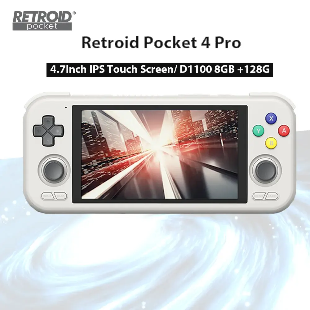Retroid Pocket 4 Pro Handheld Game Console 8G 128G 4.7Inch Touch Screen RP4 Pro Retro Video Consoles Wifi6 BT5.2 TV Media Player