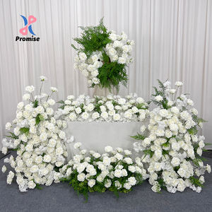 ซุ้มดอกไม้ประดิษฐ์กุหลาบและดอกโบตั๋นสีขาวหรูหราจากผ้าไหม สำหรับตกแต่งโต๊ะกลางงานแต่งงานและฉากหลัง - Product Image 1