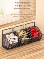 Étagère murale flottante à double niveau en métal pour le salon, la cuisine et la salle de bain-Organisation de la maison Support pour épices et légumes