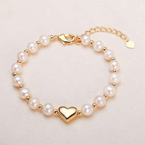 Manufacturer's Direct Supply Zhuji 6mm Heart-Shape Freshwater Jewelry Handmade Simple Temperament Fashion <b>Charm</b> <b>Bracelets</b> - Product Image 3