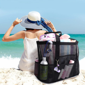 Borsa da Spiaggia Grande <span class=keywords><strong>in</strong></span> Rete per Donne con Tasche, Borsa Tote Oversize Resistente alla Sabbia, Zaino da Spiaggia per Vacanze e Piscina - Product Image 1