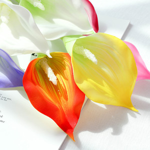 Fleurs artificielles Calla Lily EVA Wen Hope, blanc, rose, jaune, orange, violet, tige unique, accessoires de décoration pour mariage et maison - Product Image 1