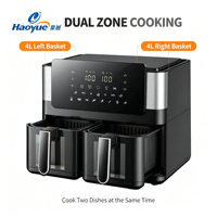 Friteuse à air intelligente double panier 8L (4+4L) OEM/ODM en acier inoxydable avec fenêtre de cuisson visible 2000W, antiadhésive, pour usage domestique