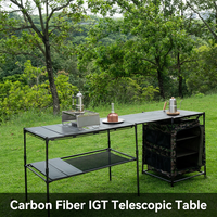 Table de camping et de pique-nique pliable télescopique réglable en hauteur en fibre de carbone ultra légère - Mobilier d'extérieur