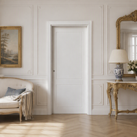 Porte intérieure en WPC blanc avec deux panneaux plats encastrés pour la rénovation de logements locatifs