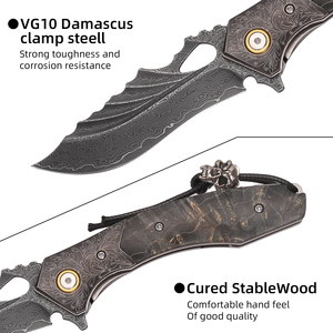 Couteau Damas VG10 haut <span class=keywords><strong>de</strong></span> gamme fait main avec manche en bois, couteau à fruits d'extérieur avec étui en cuir, cadeau pour homme - Product Image 3