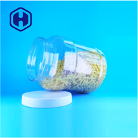 Pot en plastique PET rond à large ouverture de qualité alimentaire avec couvercle à clapet blanc sans BPA, étanche pour bonbons, collations, biscuits, nouilles, aliments pour bébés