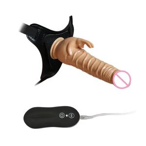 Correa en conejo consolador vibrador juguetes sexuales <span class=keywords><strong>para</strong></span> sexo lésbico consolador vibrador portátil <span class=keywords><strong>para</strong></span> mujer 8,5 "arnés conejo Dong - Product Image 2