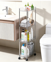 Étagère de rangement roulante portable à trois niveaux, chariot mince multifonctionnel pour cuisine, bureau, outils, fleurs