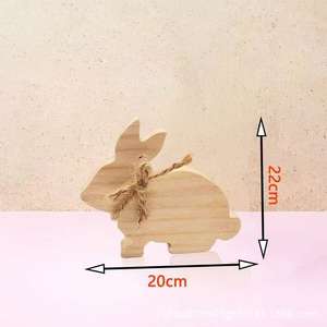 ของตกแต่งกระต่ายไม้สำหรับเทศกาลอีสเตอร์ ขนาด 22 ซม. สีไม้ธรรมชาติ ของตกแต่งงานฝีมือสำหรับใช้ในบ้าน ตั้งโต๊ะ แขวนผนัง หรือใช้เป็นพร็อพถ่ายรูป - Product Image 2