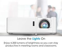 Projecteur laser professionnel Optoma Zh460stx DLP à courte focale Full HD, haute luminosité 4200 lumens, 4K HDR, pour les entreprises et l'éducation