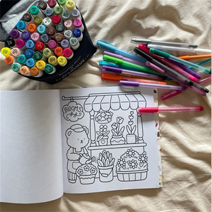 <span class=keywords><strong>Livre</strong></span> de coloriage personnalisé pour enfants, reliure parfaite, couverture souple, <span class=keywords><strong>livre</strong></span> de coloriage <span class=keywords><strong>aquarelle</strong></span> Kawaii pour tout-petits, service d'impression - Product Image 1