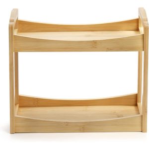 Bamboo 2 Tier Spice Rack Storage <b>Shelf</b> With Glass Jars For Kitchen Countertop Cabinet Organization Durable Design - Product Image 5