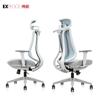 Fauteuil de bureau ergonomique à dossier haut inclinable avec support lombaire réglable, accoudoirs rabattables, roulettes et dossier en maille respirante