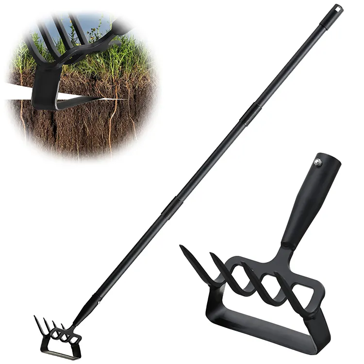 Jh-mech hoe công cụ vườn tu có thể điều chỉnh xử lý Rake tiller Sharp Carbon thép khuấy hoe cho đào làm cỏ