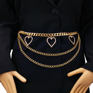 Cadena corporal de moda con múltiples capas en forma de corazón, cadena de cintura de aleación de zinc para fiestas, para mujeres - Product Image 1
