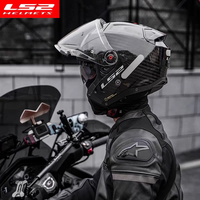 Casque de moto ouvert LS2 OF603 en fibre de carbone 3/4 avec double visière pour adultes, idéal pour les trajets quotidiens en moto électrique - Vente en gros