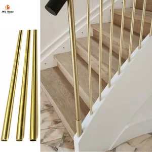 Trang Trí Trong Nhà Giá Rẻ 5/8 ''* 44'' Vòng Brass Đồng Bằng Thẳng Wrought Sắt Balusters Kim Loại Cầu Thang Trục