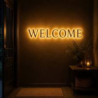 Enseigne néon LED personnalisée WELCOME, lettres 3D rétroéclairées, décoration murale ou de table, signalétique lumineuse pour boutique, mariage, entreprise