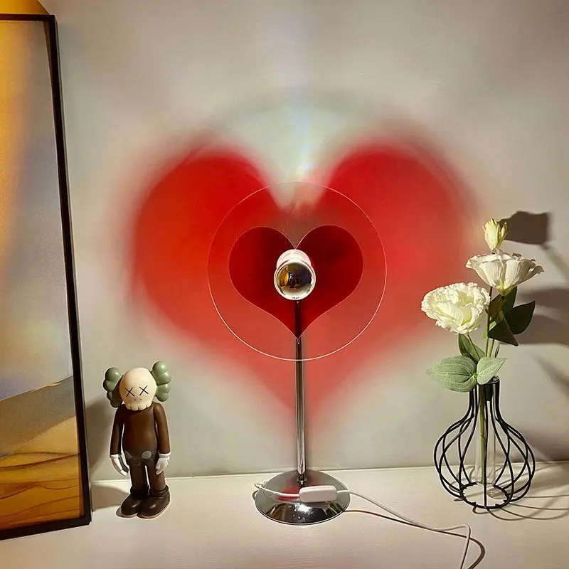 Creative romantic love heart lamp Bauhaus table lamp girls bedroom selfie projection USB plug-in live broadcast atmosphere lamp