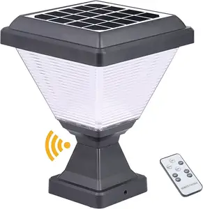 IP65 Waterproof Solar Powered Deck Post Light Outdoor Solar Post Lights Auto On/Off Light with Remote for Garden