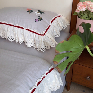 Parure de lit 4 pièces en soie glacée effet croco avec passepoil contrastant et broderie monogramme – Housse de couette de luxe pour hôtel, tailles Queen et <span class=keywords><strong>King</strong></span> - Product Image 3