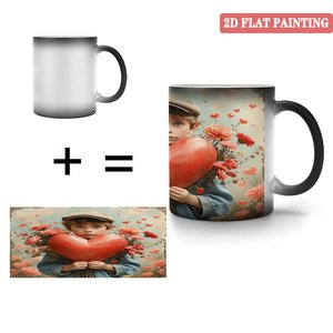 Frosted Black 11oz <b>Ceramic</b> <b>Mug</b> Heat Changing Cup With 2D Flat Painting Design - Product Image 4