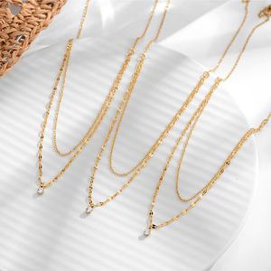 Collares de Moda 2026, Hipoalergénicos, de Acero Inoxidable 316L, Chapados en Oro PVD de 18k, Collar de Doble Capa con Circonitas para Mujer - Product Image 5