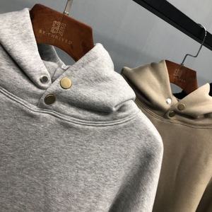 Sweat à capuche en polaire lourd pour homme, en polyester/coton, à col montant, à côtés ouverts, uni, lavé à la pierre, torsadé, en gros - Product Image 3