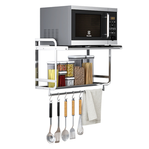Stainless Steel Wall Mounted Counter Organizer Shelf Microwave Oven Rack For Kitchen