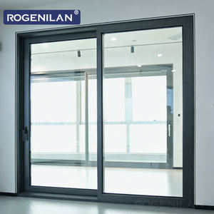 Portes coulissantes en aluminium insonorisées modernes Rogenilan, portes coulissantes à double vitrage avec système <span class=keywords><strong>de</strong></span> drainage - Product Image 1
