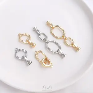 14K mạ vàng handmade DIY có thể điều chỉnh dát Zircon Vòng đeo tay Vòng cổ chuỗi ngọc trai kết nối Clasp