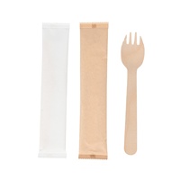 Fourchette-cuillère en bois de bouleau écologique, jetable, biodégradable, compostable, pour la restauration en gros, les pique-niques et les fêtes