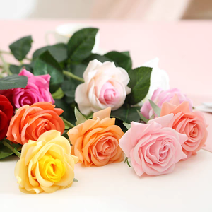 Regalo de San Valentín, Rosa Rosa de Tacto Real, Flores Decorativas, Coronas y Plantas, Decoración y Suministros para Bodas, Rosas Artificiales - Product Image 3