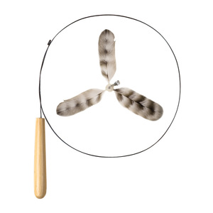 Feather <b>Cat</b> Wand Solid Wood Handle <b>Interactive</b> Exercise <b>Toy</b> Indoor Use - Product Image 5