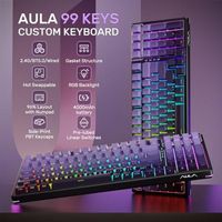 Teclado Mecánico Inalámbrico OEM ODM, Color Morado, Tamaño Completo, para Juegos, Tri-Modo, Bluetooth, 2.4G, USB-C, 8000mAh, Retroiluminación RGB, Programable