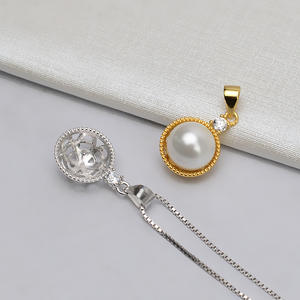 จี้ไข่มุกเงินแท้ S925 ขนาด 11 มม. สำหรับผู้หญิง แบบเปล่า สำหรับงาน DIY อุปกรณ์เสริม ถาดกึ่งสำเร็จรูป 795-จี้ไข่มุกสุดหรู - Product Image 2