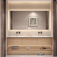 Meuble-lavabo élégant de 48 pouces Meuble-lavabo double Noir Meuble-lavabo de salle de bain avec évier Armoire murale de bain