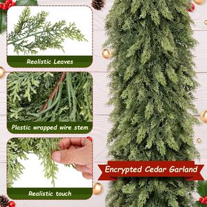 9FT Mantle Realistic Faux Greenery Garland Artificial Pine Garlands for Christmas Mantel <b>Table</b> Xmas Holiday Seasonal Decor - Product Image 4