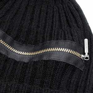 Couvre-visage <span class=keywords><strong>noir</strong></span> en tricot avec fermeture éclair pour masque de <span class=keywords><strong>ski</strong></span>, cagoule avec fermeture éclair, créez votre propre logo personnalisé - Product Image 4